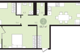 Купить 2-комнатную квартиру 66,7 м², 3/9 этаж в ЖК «Первый квартал»   Новостройка